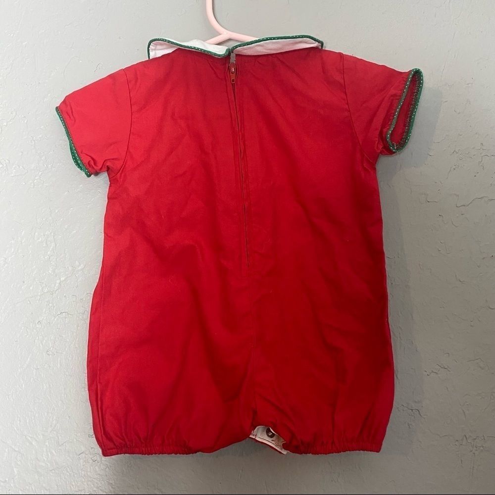 Vintage baby boy smocked Santa romper - Picture 3 of 7